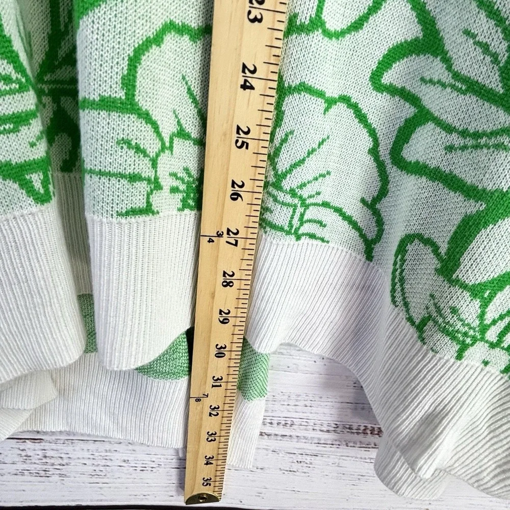 Spring Floral Cardigan XL Open Long White Green Pockets Soft Flowy Sunflowers